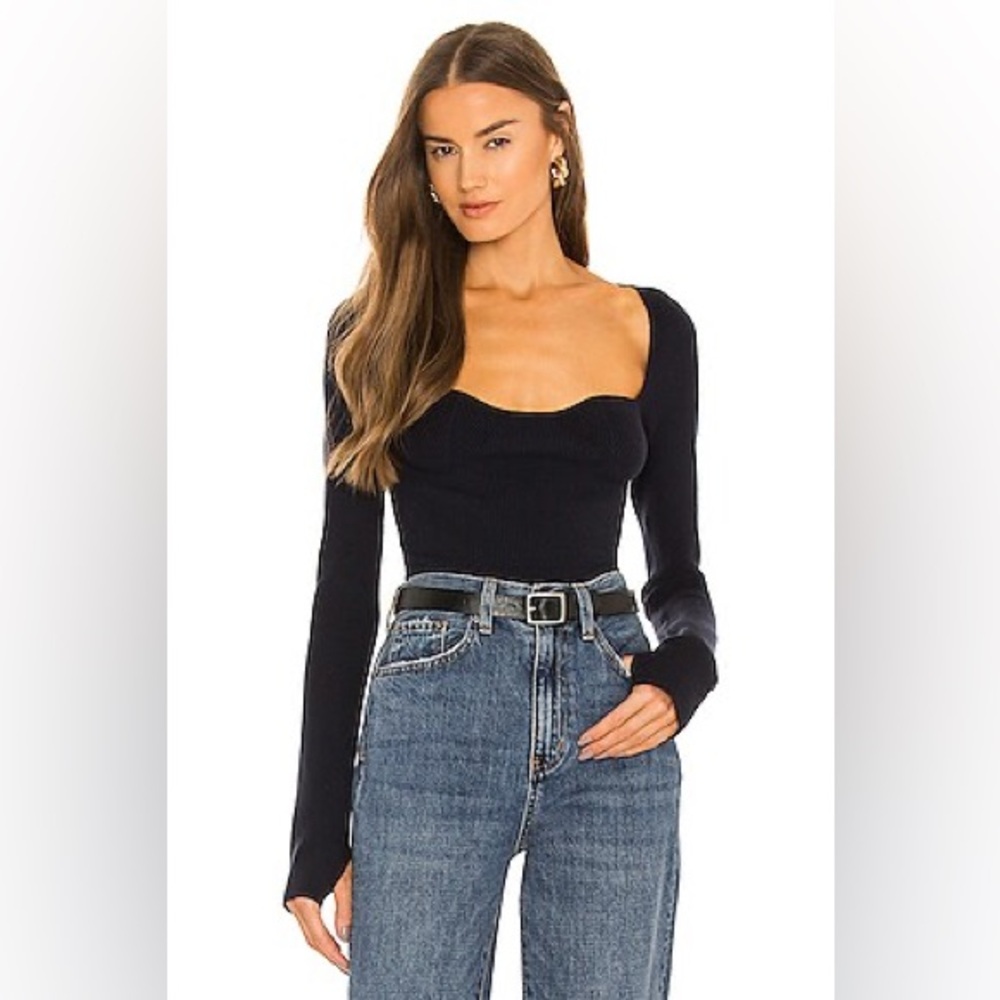 PISTOLA Taryn Ribbed Cashmere-Blend Top – Navy, Size Large